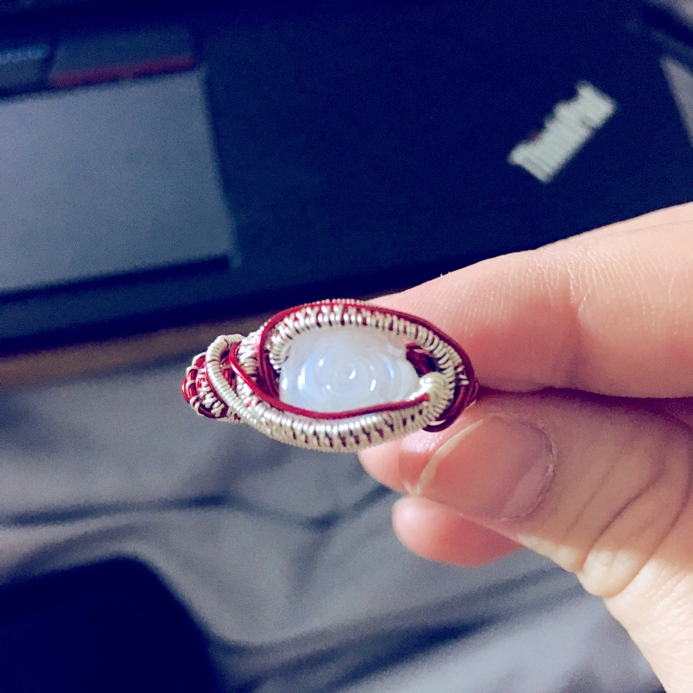 White Rose Wire Wrapped Ring size 12
